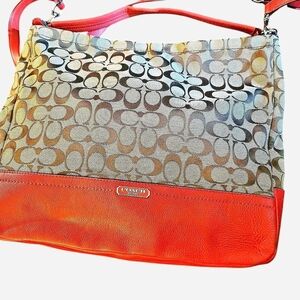 Coach Red and Gray Patterned Shoulder Bag
